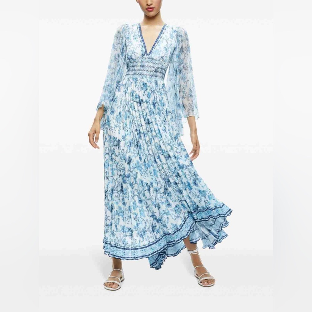 Alice + Olivia Sion Floral Pleated Maxi
Dress - Size 8